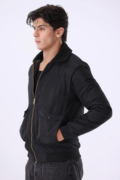Black Sherpa Collar Jacket