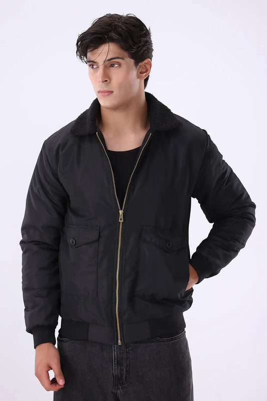 Black Sherpa Collar Jacket