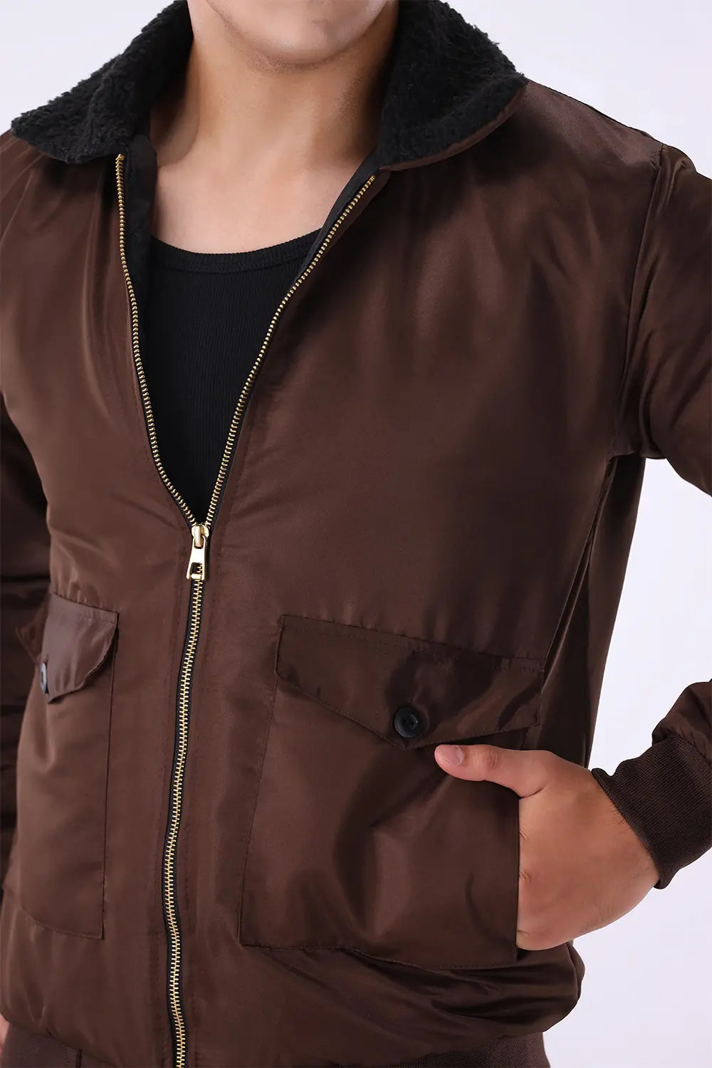 Brown Sherpa Collar Jacket