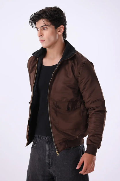 Brown Sherpa Collar Jacket