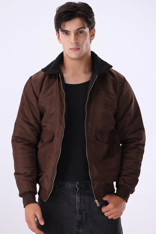 Brown Sherpa Collar Jacket