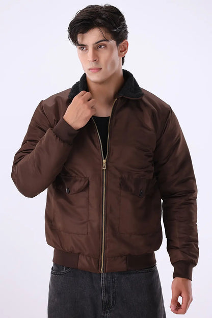 Brown Sherpa Collar Jacket
