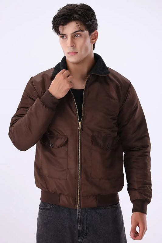 Brown Sherpa Collar Jacket