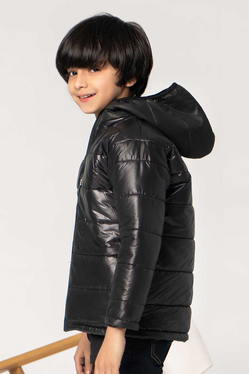 Premium Black Hooded Puffer - Boys in Pakistan | UrbanRoad.pk