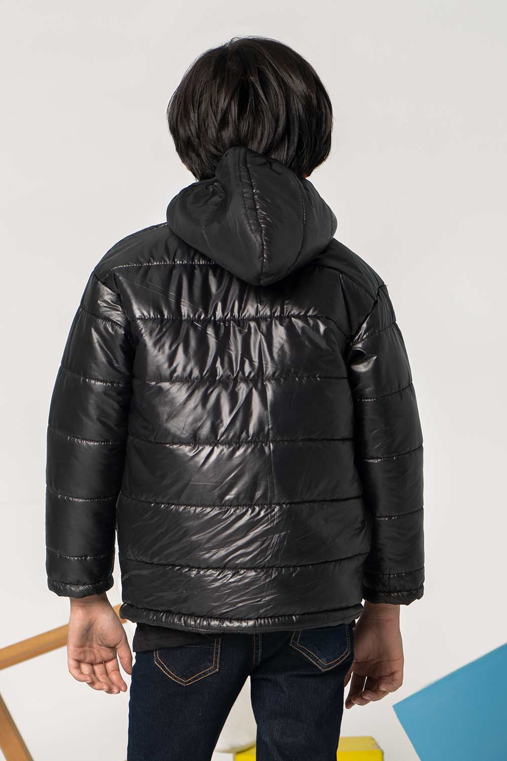 Premium Black Hooded Puffer - Boys in Pakistan | UrbanRoad.pk