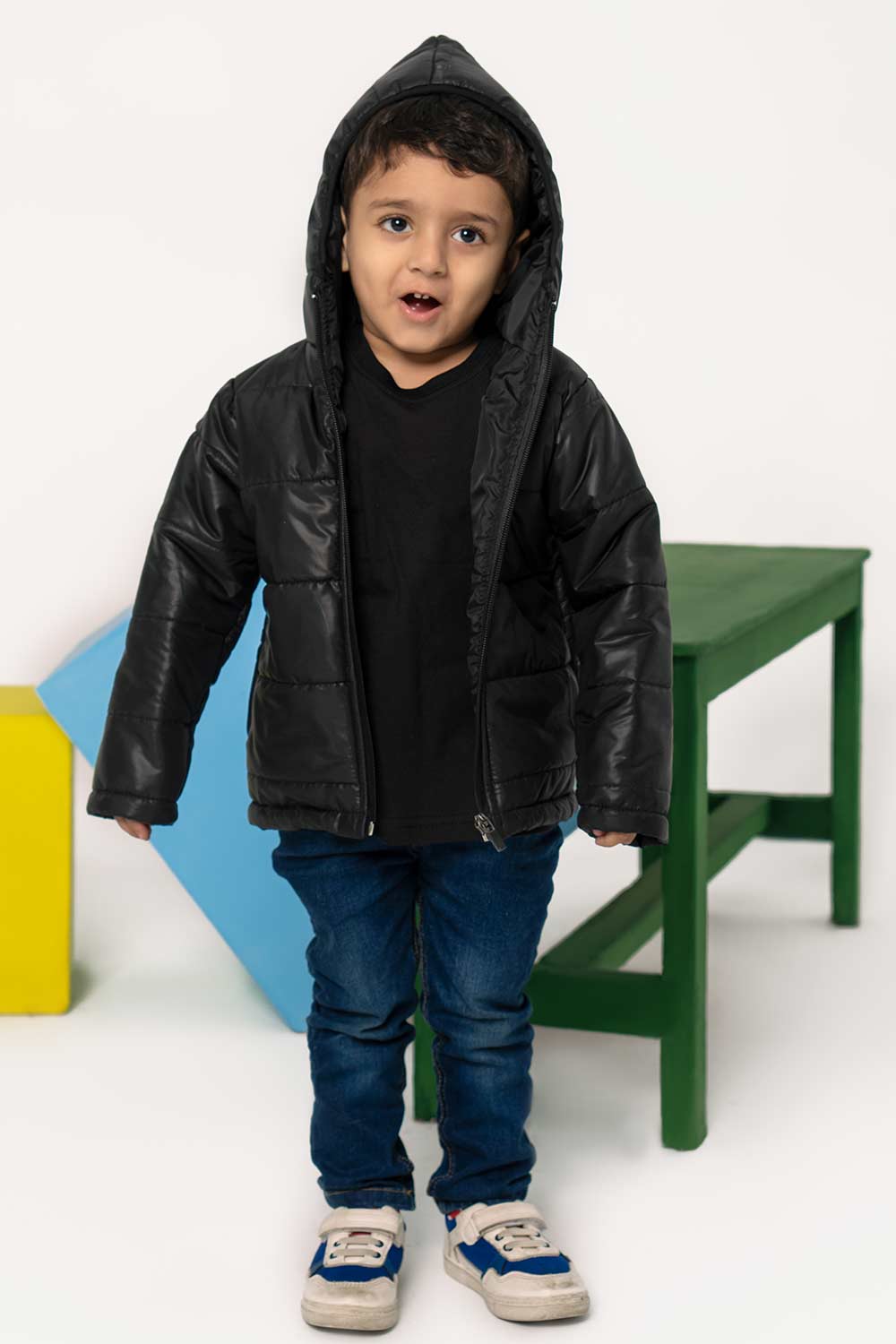 Premium Black Hooded Puffer - Boys in Pakistan | UrbanRoad.pk