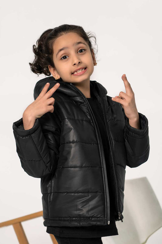 Premium Black Hooded Puffer - Girls in Pakistan | UrbanRoad.pk