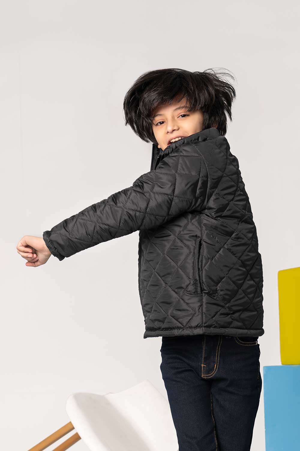 Premium Black Quilted Jacket - Boys in Pakistan | UrbanRoad.pk