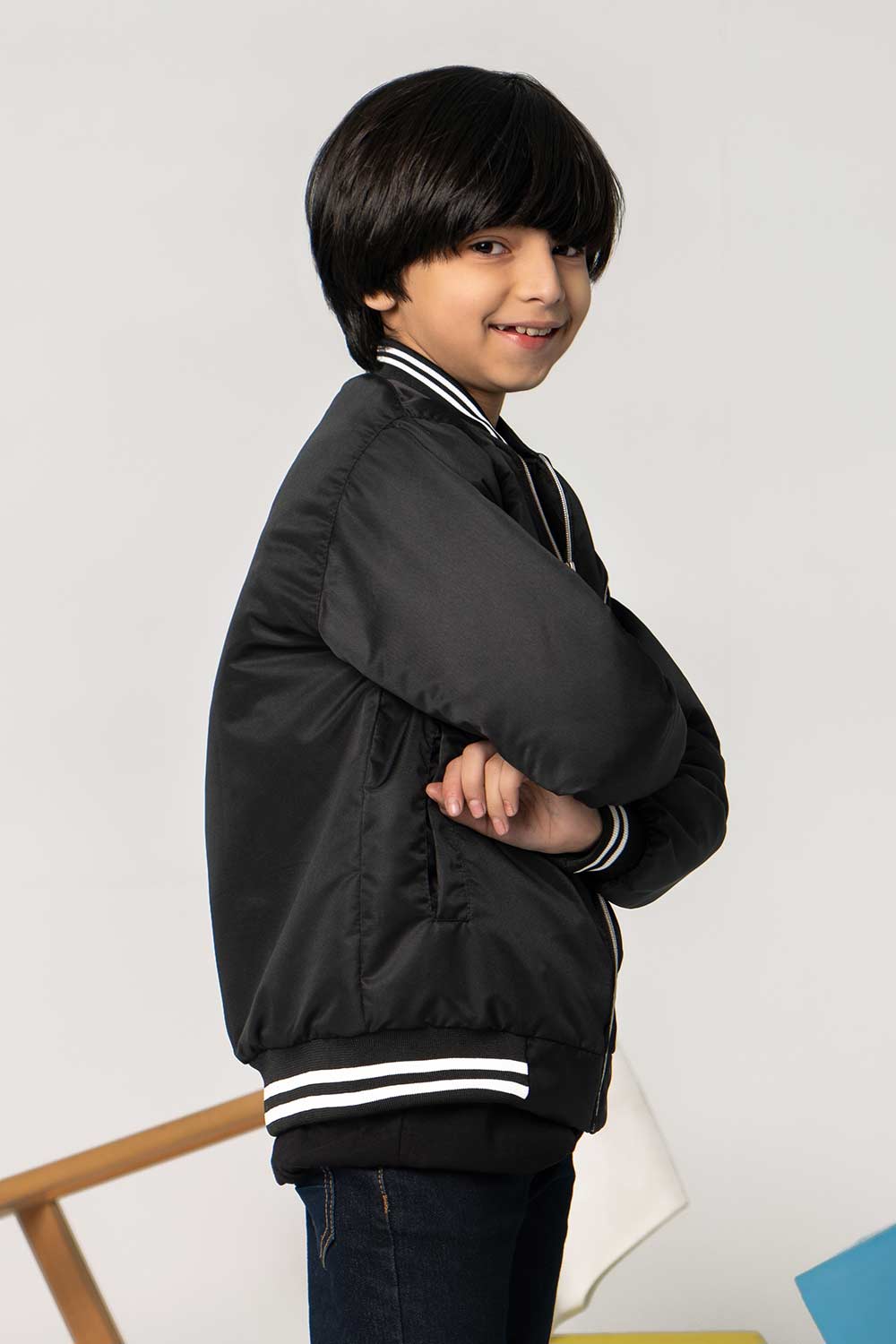 Premium Black Tipped Bomber Jacket - Boys in Pakistan | UrbanRoad.pk