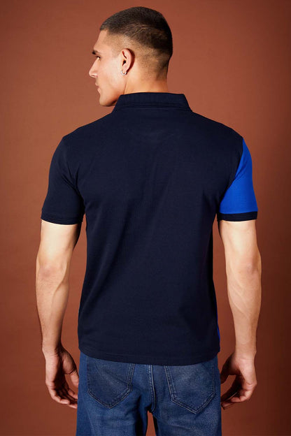 Blue Tri Panel Polo