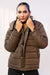 Brown Puffer Jacket with Removable Hood - W