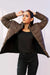Brown Puffer Jacket with Removable Hood - W
