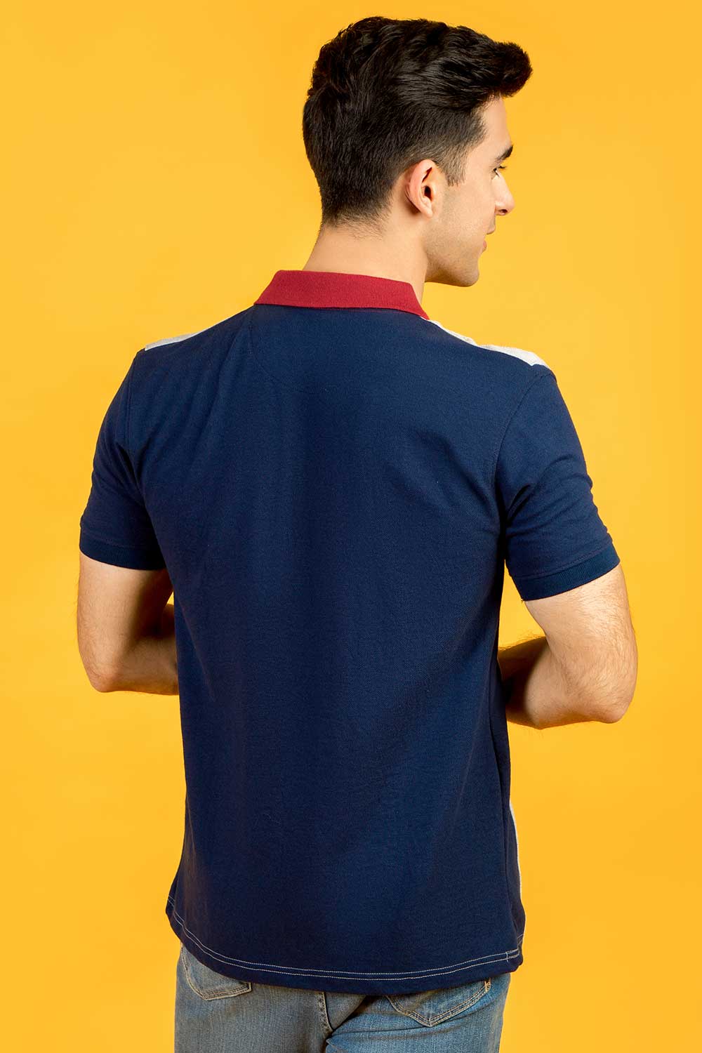 Premium Heather Maroon Navy Vertical Striped Polo For Men in Pakistan | UrbanRoad.pk
