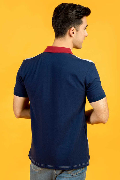 Premium Heather Maroon Navy Vertical Striped Polo For Men in Pakistan | UrbanRoad.pk