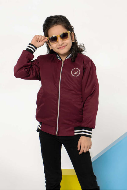 Premium Maroon Tipped Bomber Jacket - Girls in Pakistan | UrbanRoad.pk