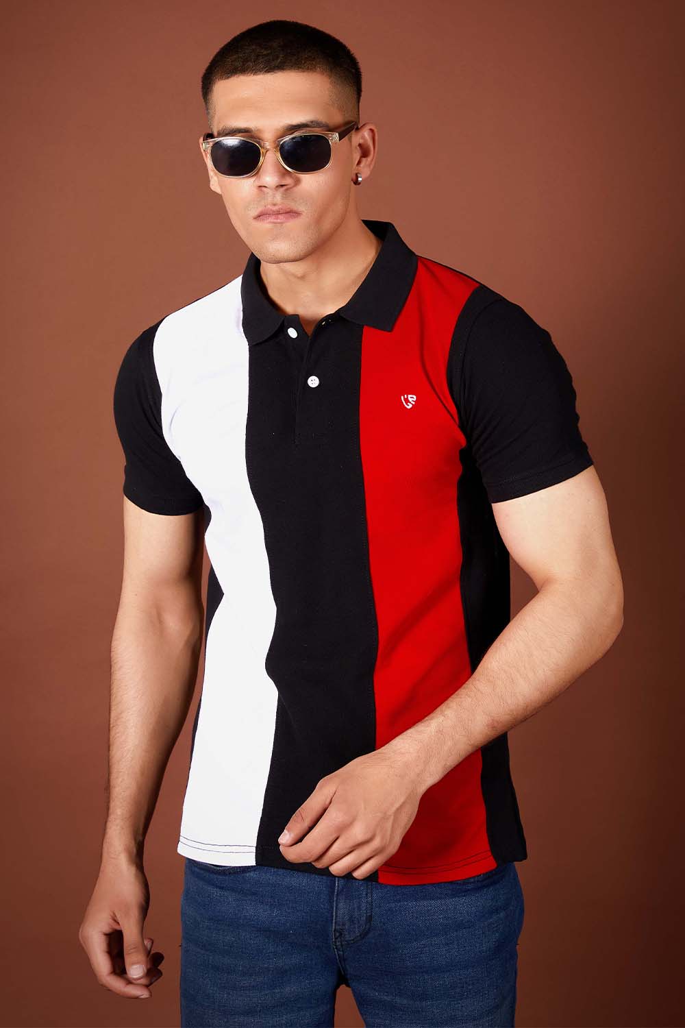 Signature Polo with Red White Panel