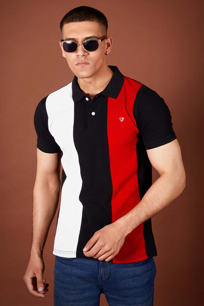 Signature Polo with Red White Panel