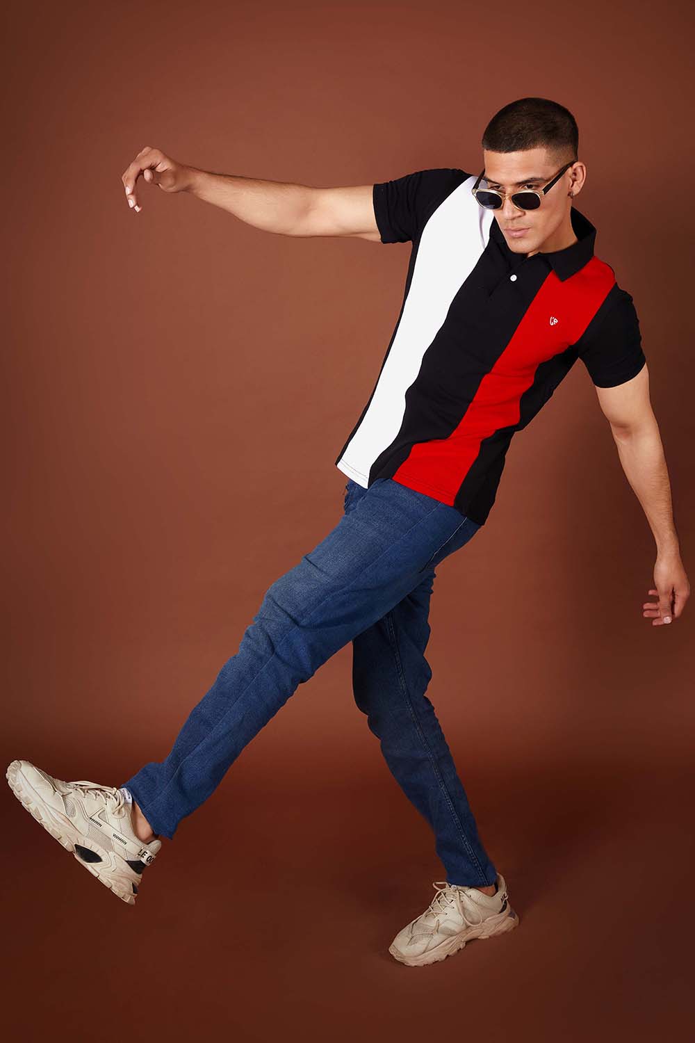 Signature Polo with Red White Panel