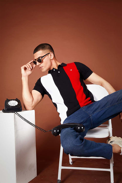 Signature Polo with Red White Panel