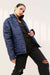 Navy Blue Puffer Jacket with Removable Hood - W