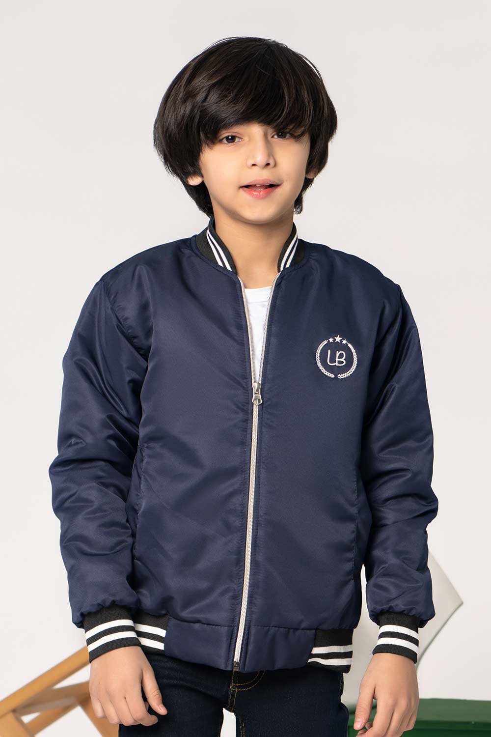 Premium Navy Blue Tipped Bomber Jacket Boys in Pakistan UrbanRoad.pk Urban Road