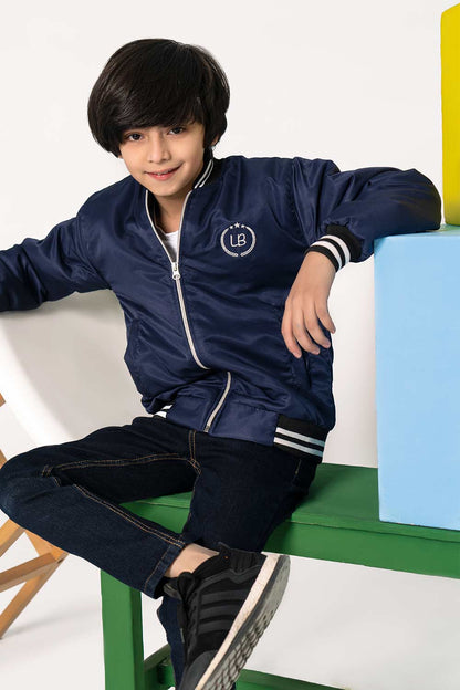 Premium Navy Blue Tipped Bomber Jacket - Boys in Pakistan | UrbanRoad.pk