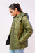 Olive Puffer Jacket with Removable Hood - W