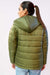 Olive Puffer Jacket with Removable Hood - W