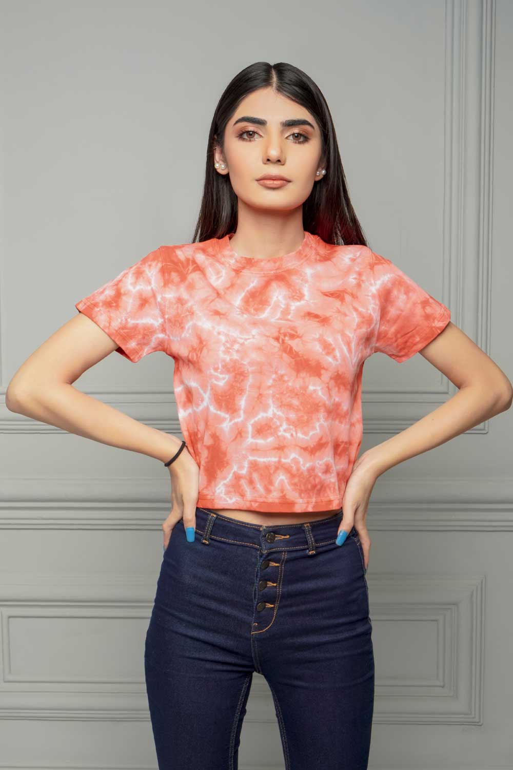 Red Tie Dye Crop Top