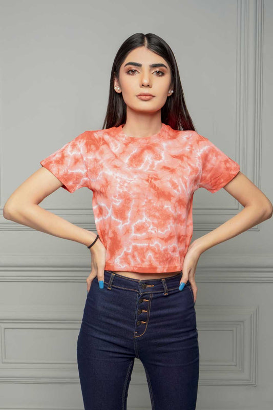 Red Tie Dye Crop Top