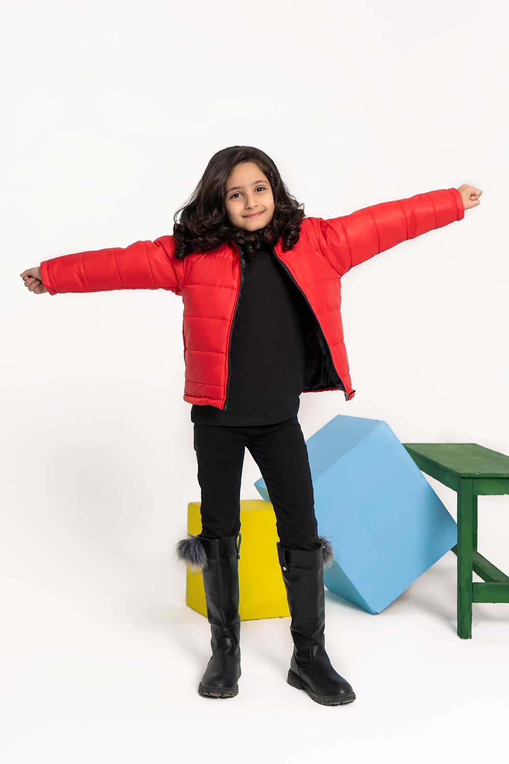Premium Red Hooded Puffer - Girls in Pakistan | UrbanRoad.pk