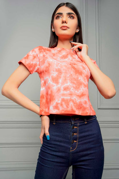 Red Tie Dye Crop Top