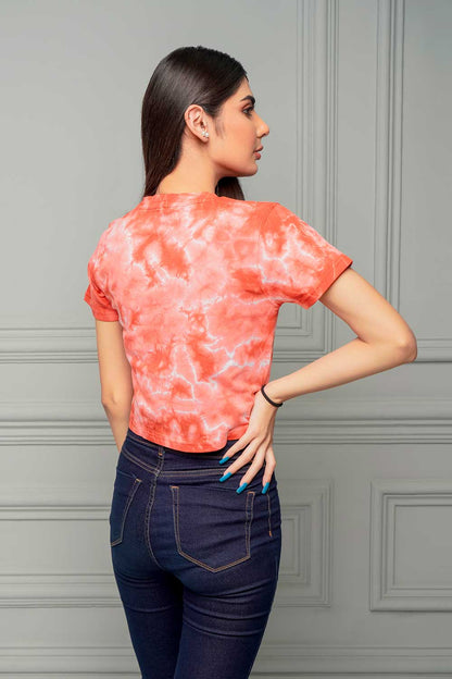 Red Tie Dye Crop Top