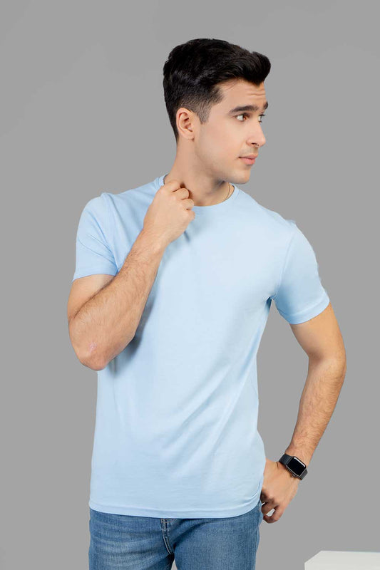 Premium Sky Blue Basic Tee For Men in Pakistan | UrbanRoad.pk