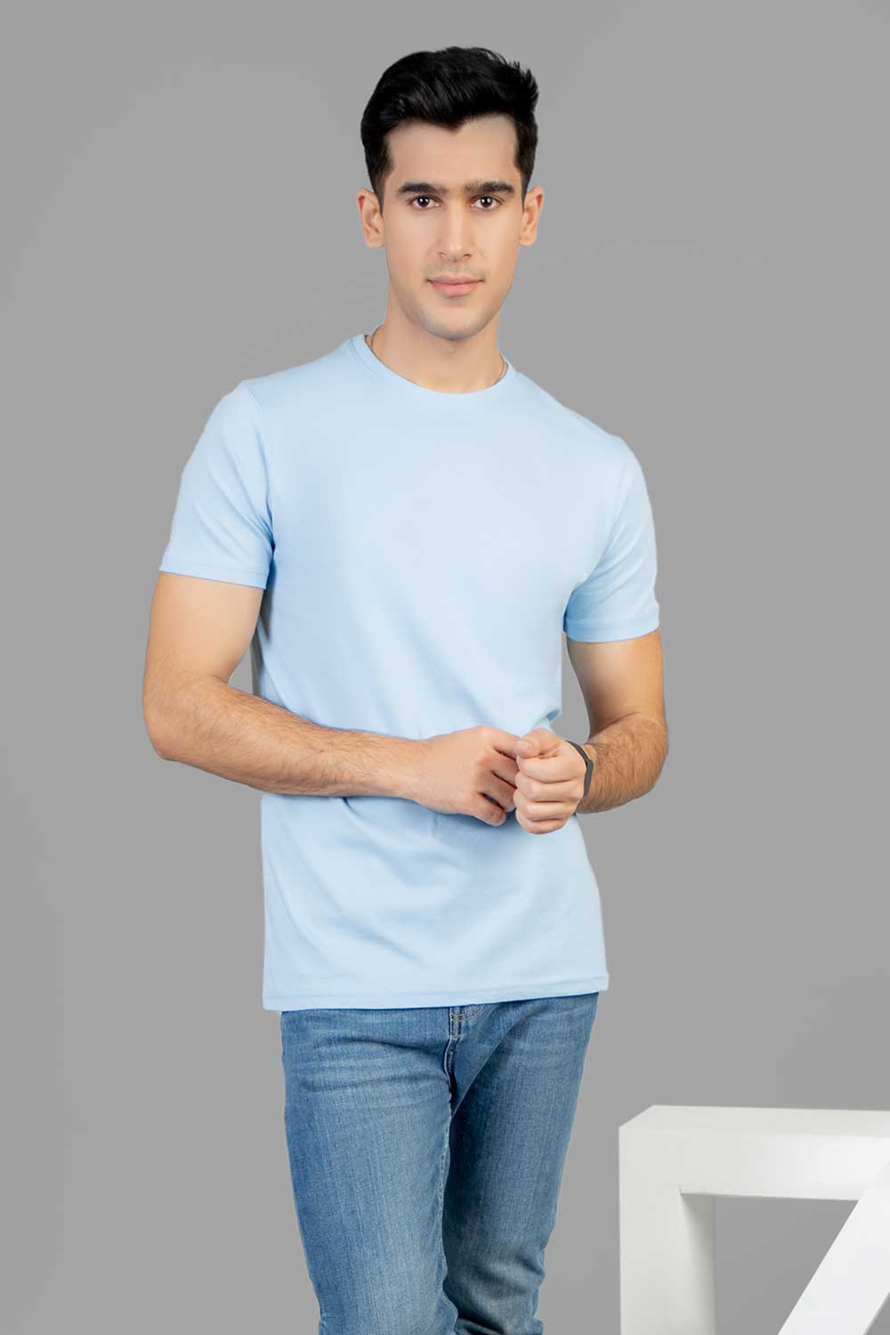 Premium Sky Blue Basic Tee For Men in Pakistan | UrbanRoad.pk